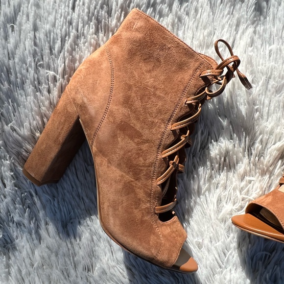 NWOT • Sam Edelman Chestnut Tie Up Peep Toe Chunky Heel - Picture 3 of 16